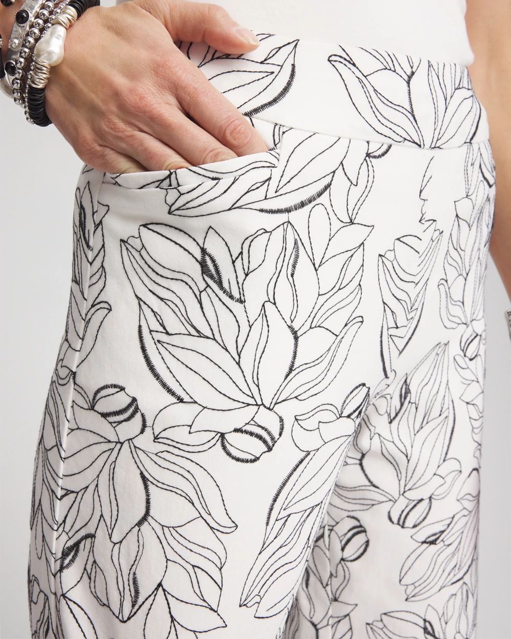 Chika　38 Brigitte™ Floral Embroidered Wide-Leg Cropped Pants | Chico's